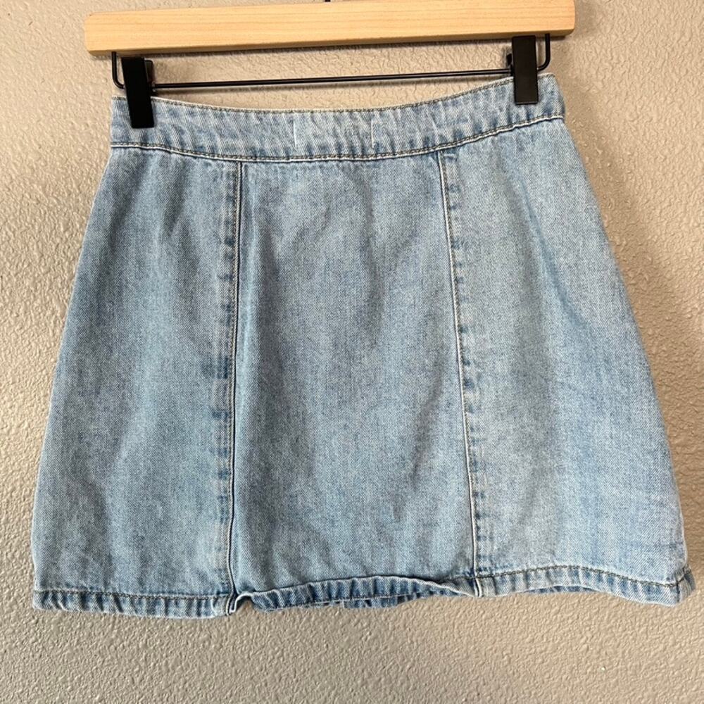 Pacsun Button Front Denim Jean Light Wash Mini Skirt Womens Summer Spring 26 - Picture 2 of 4
